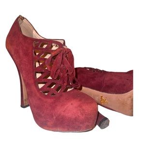 Prada platform heels shoes burgundy sewed shoes 6, 36.5